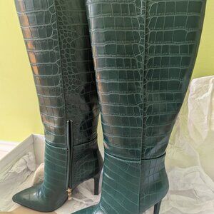 GUESS Faux-Croc leather Boots Forest Green Sz 6